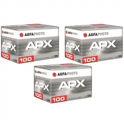 AgfaPhoto APX 100 Professional Pack 3 Carretes Película Blanco/Negro 35mm 36 Exposiciones