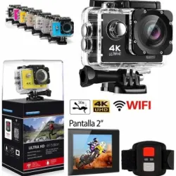 Camara Wifi 4k Ultra Hd Deportiva Con Mando 2" Acuática + Accesorios