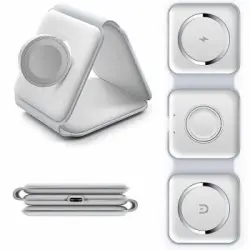 Cargador Inalámbrico Plegable 3x1 Magsafe 15w Para Smartphone Y Smartwatch