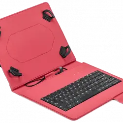 Funda Tablet - Maison Technologique Urban, Universal, Para tablets de hasta 10.2", Teclado integrado, USB-C, Rojo