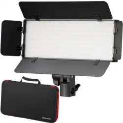 Kit Antorchas Vídeo Led Bicolor Con Viseras, Baterías Recargables, Fuente De Alimentación, Mando Distancia Y Estuche Pt 30b-ii Bresser