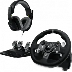 Volante - Combo Logitech G G920 + Auriculares gaming ASTRO A10, Xbox/PC, Force Feedback, Pedales ajustables, Giro 900°, Micrófono volteable, Negro