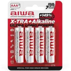 Aiwa X-TRA+Alcaline Pack de Pilas Alcalinas AAA LR03 1.5V 4 Unidades