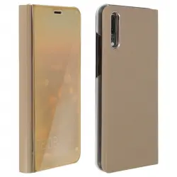 Avizar Funda Tapa Translúcida Efecto Espejo Dorada para Huawei P20
