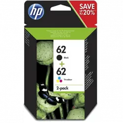 Cartucho de tinta - HP 62, 2 Pack Negro/Tri-color, N9J71AE