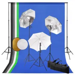 Kit Estudio Fotográfico Con Lámparas Sombrillas Fondo Reflector Vidaxl