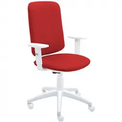 La Silla de Claudia Eve Silla de Oficina Giratoria Blanca Tapizada con Reposabrazos Regulables Rojo