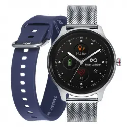 Mark Maddox Smart Now HS0001-80 Reloj Smartwatch Plateado + Correa Adicional Goma Azul