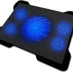 Base de refrigeración - Woxter Notebook Cooling Pad 1560, 15.6", 5 ventiladores, 2 puertos USB, Luces azules LED, Negro