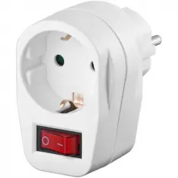 Goobay Adaptador Enchufe Europeo con Interruptor Blanco