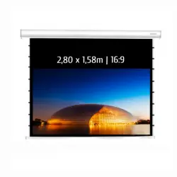Kimex Pantalla de Proyección Eléctrica Tensionada 2.80x1.58m Formato 16:9 Wi-Fi Blanca