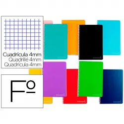 Liderpapel Cuaderno Espiral A4 Witty Tapa Dura 80h 75gr Cuadro 4mm con Margen Colores Surtidos Pack 10 Unidades