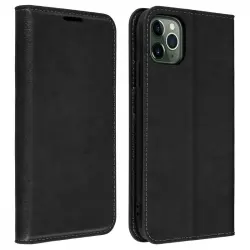 Avizar Funda de Piel Auténtica Negra para Apple iPhone 11 Pro Max