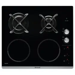 Brandt Vitrocerámica Mixta Gas E Inducción 60cm 4 Fuegos Negra - Bpi6414bm