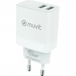 Cargador - MUVIT MCACC0021, Universal USB-A, 18W, 100V-240V, Blanco