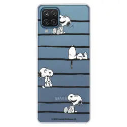 Funda Oficial de Peanuts Snoopy Rayas para Samsung Galaxy A12