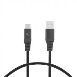 Ksix Cable de Carga Trenzado USB-A a USB-C Carga Ultra Rápida 1m Negro