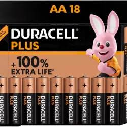 Pilas AA - Duracell PLUS alcalinas MN1500 LR6 / LR06, 1.5 Voltios, Paquete de 18, Negro
