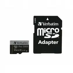 Verbatim Pro Tarjeta de Memoria MicroSDXC 256 GB UHS-I Clase 10 con Adaptador