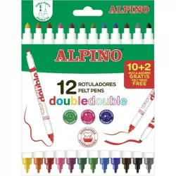 Alpino DoubleDouble AR002013 Pack de 12 Rotuladores de Colores y Punta Doble