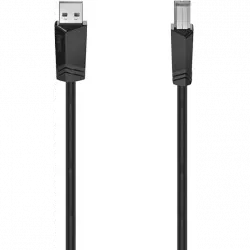 Cable USB - Hama 00200603, 3 m, De USB-A a USB-B, 2.0, 480 MBit/s, Doble protección, Negro