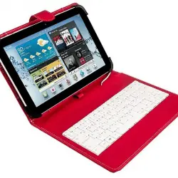 Funda con teclado - Silver HT 19161, Para tablet de hasta 10.4", microUSB, rojo, función soporte