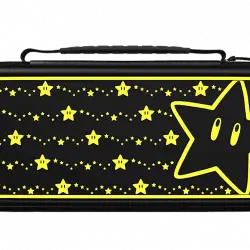 Funda - PDP Travel Case Plus Glow Stars, Para Nintendo Switch, Con cremallera, Negro y amarillo