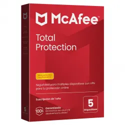 McAfee - Total Protection, Antivirus Y Seguridad En Internet Para 5 Dispositivos (Windows/Mac/Android/iOS), Suscripción De 1 Año