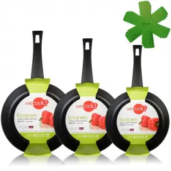 Wecook Ecogreen Set Juego 3 Sartenes Aluminio Antiadherente Inducción 18-20-24cm