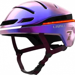 Casco - Livall EVO21, M (57 61 cm), Para patinete y bici,SOS, Luz de posición freno, Iluminación 360, Intermitentes Resistente a lluvia, Púrpura