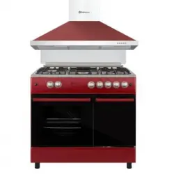 Combo Solthermic Cocina Gas Roja Porta Bombona F9lt50g2 Y Campana Decorativa 8924 Roja 90