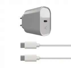 Contact Cargador USB-C 20W Power Delivery + Cable Tipo-C 3A Blanco