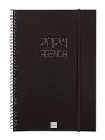 Agenda anual 2024 Finocam A5 Opaque E11 semana vista vertical Negro catalán