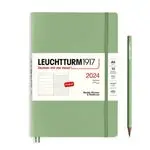 Agenda anual 2024 Leuchtturm 1917 A5 semana vista tapa blanda + notas Sage