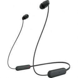 Auriculares inalámbricos - Sony WI-C100B, Micrófono, 25 horas de batería, Asistentes voz, Bluetooth, Negro