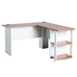 Homcom Mesa Esquinera Oficina 136x130x72cm Blanca/Madera