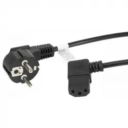 Lanberg Cable de Extensión Acodado CEE 7/7 a IEC 320 C13 Macho/Hembra 1.8m VDE Negro