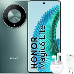 Móvil - Honor Magic6 Lite 5G, Emerald Green, 256GB, 8GB RAM, 6.78" OLED Curva, Qualcomm® Snapdragon® 6, 5300 mAh +Earbuds X5+SuperCharge Power Adapter