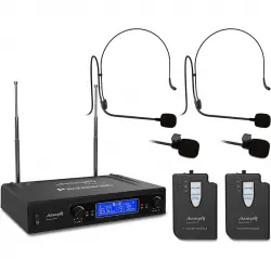 Audibax Missouri 2500-1 Sistema de Micrófono Inalámbrico VHF Doble Lavalier / Madona Frecuencia B