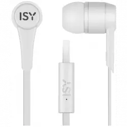 Auriculares de botón - ISY IIE-1101, De botón, Con cable, Control volumen, Blanco