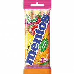 Caramelos - Mentos Tripack, Sabor frutas, 3x12 unidades, 114g