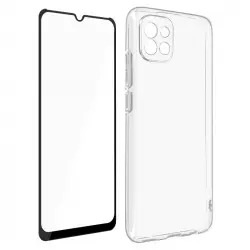Carcasa Samsung Galaxy A03 Silicona Flexible Film Cristal Templado 9h