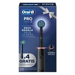 Cepillo eléctrico Oral-B Pro 3 Negro + 4 cabezales Cross Action Pack Navidad