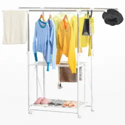HOMCOM Perchero Plegable para Ropa con Barras Extensibles Altura Ajustable