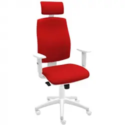 La Silla de Claudia Job Blanco Giratoria de Escritorio Tapizada con Reposabrazos Regulables Rojo