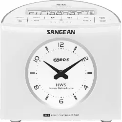 Radio despertador - Sangean RCR-9, Digital, FM-RBDS, AM, 3.5mm, Blanco