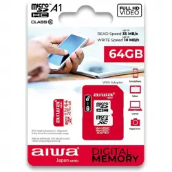 Aiwa MSDC10 Tarjeta de Memoria MicroSDXC 64GB Clase 10 con Adaptador