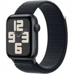 APPLE Watch SE (2023), GPS, 44 mm, Caja de aluminio medianoche, Vidrio delantero Ion-X, Correa Sport Loop medianoche