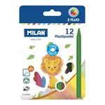 Caja Milan  12 Plastipastel redondos (contiene 2 colores fluo)