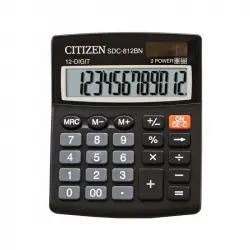 Calculadora Citizen Sobremesa Sdc-812 Bn Eco Solar Y Pilas 12 Digitos 124x102x25mm Negro